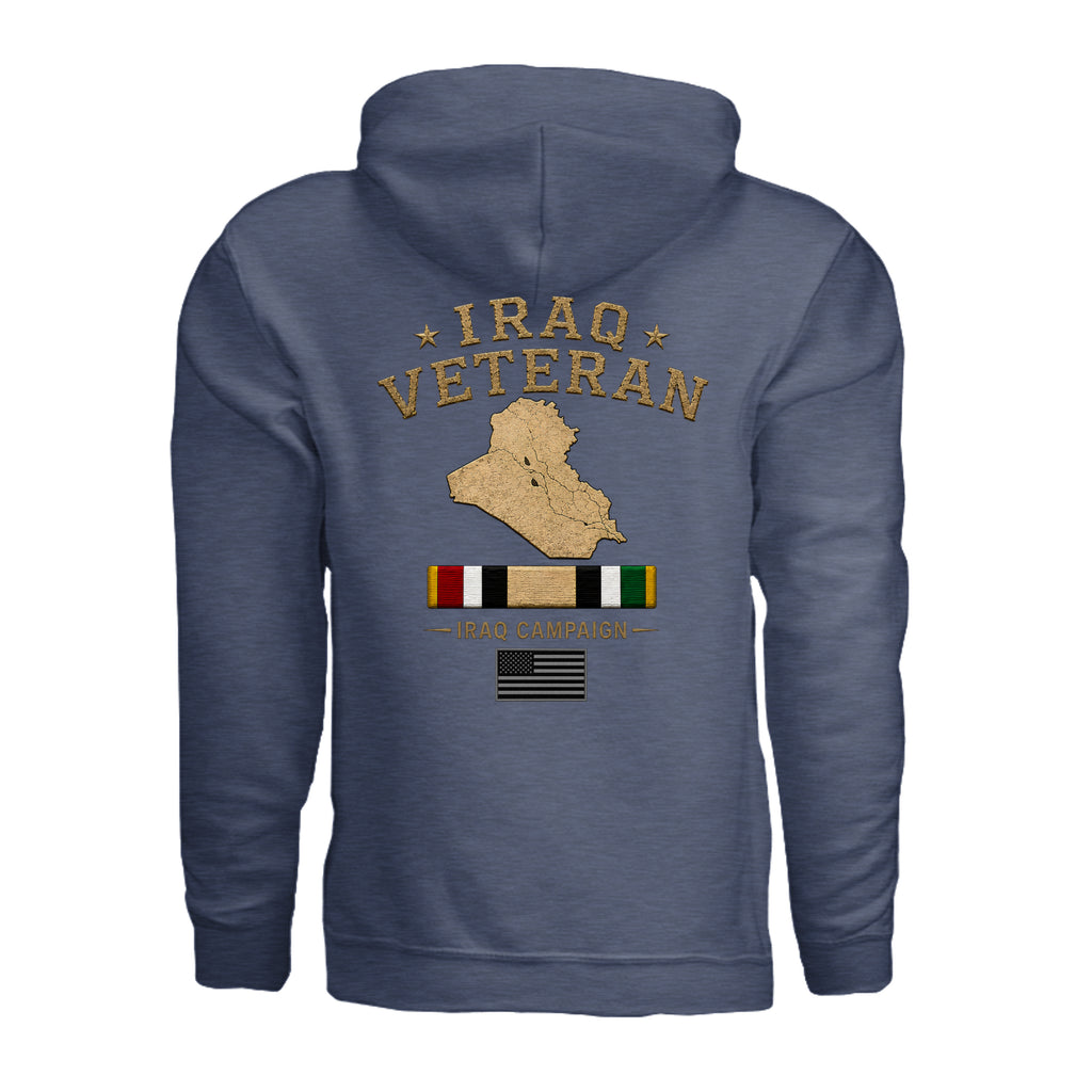 Iraq Veteran Hoodie - Heather Sport Dark Navy (Back) | Ironsight Syndicate