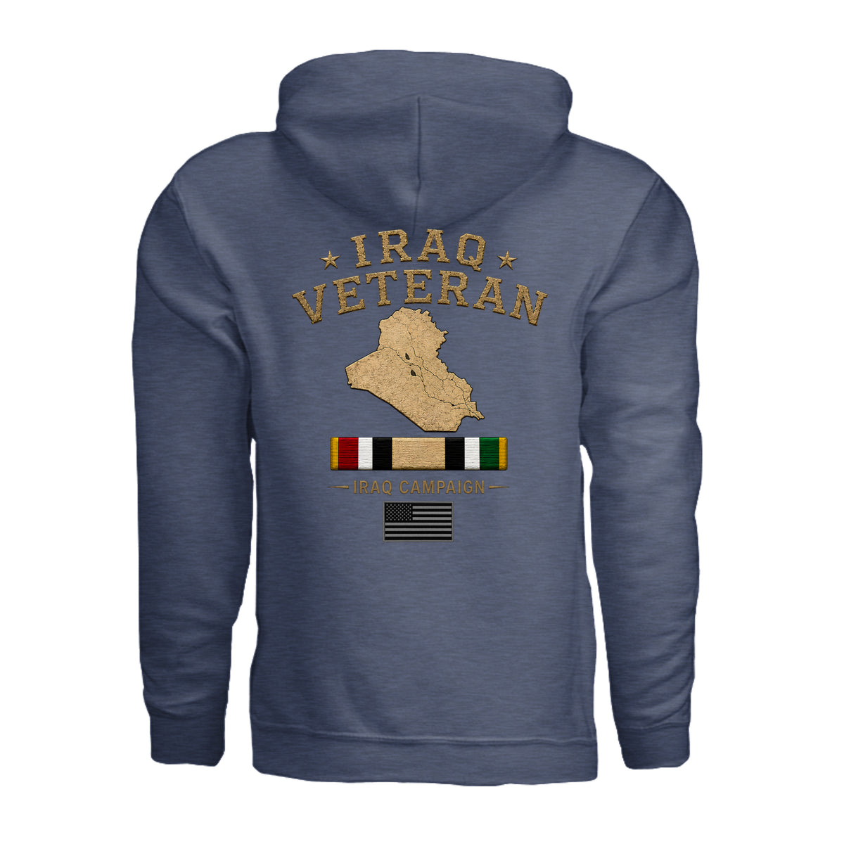 Iraq Veteran Hoodie - Heather Sport Dark Navy (Back) | Ironsight Syndicate