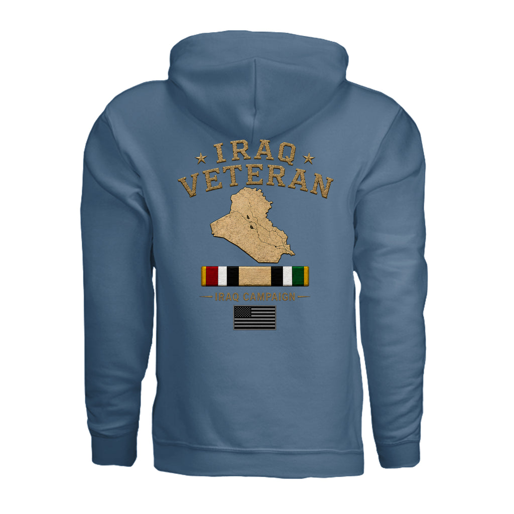 Iraq Veteran Hoodie - Indigo Blue (Back) | Ironsight Syndicate
