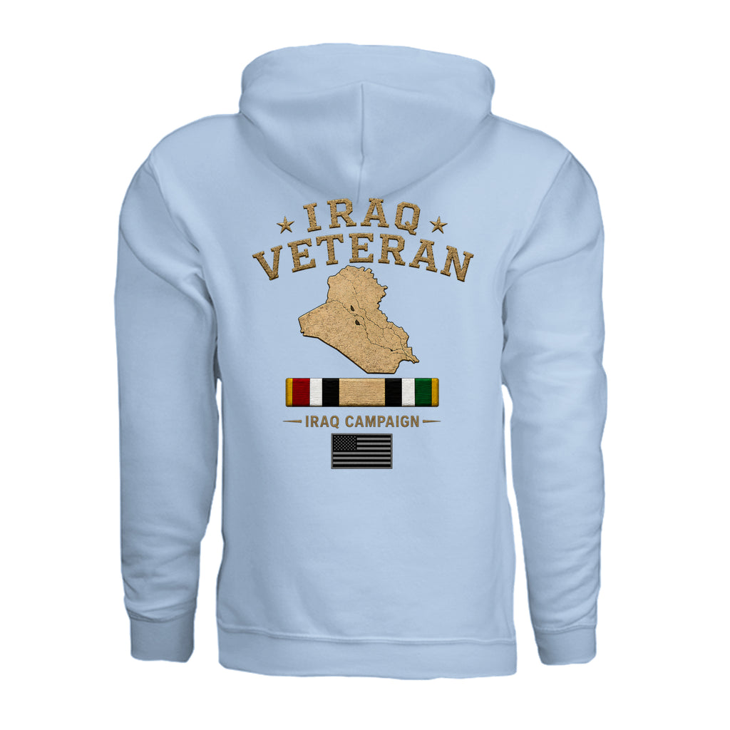 Iraq Veteran Hoodie - Light Blue (Back) | Ironsight Syndicate