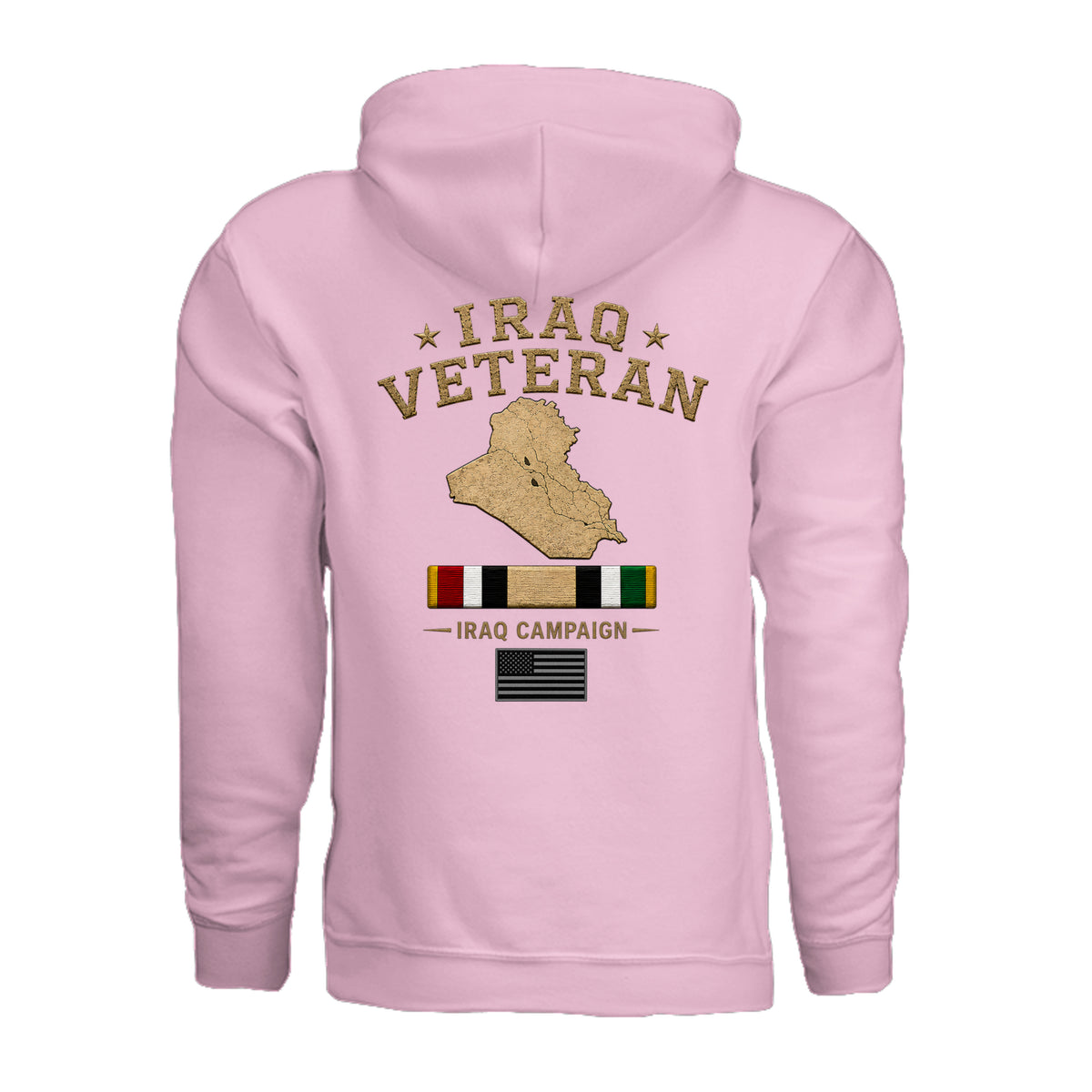 Iraq Veteran Hoodie - Light Pink (Back) | Ironsight Syndicate