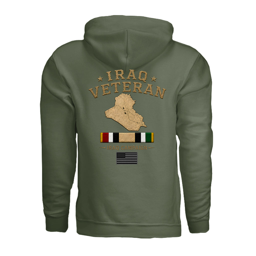Iraq Veteran Hoodie - Military Green (Back) | Ironsight Syndicate