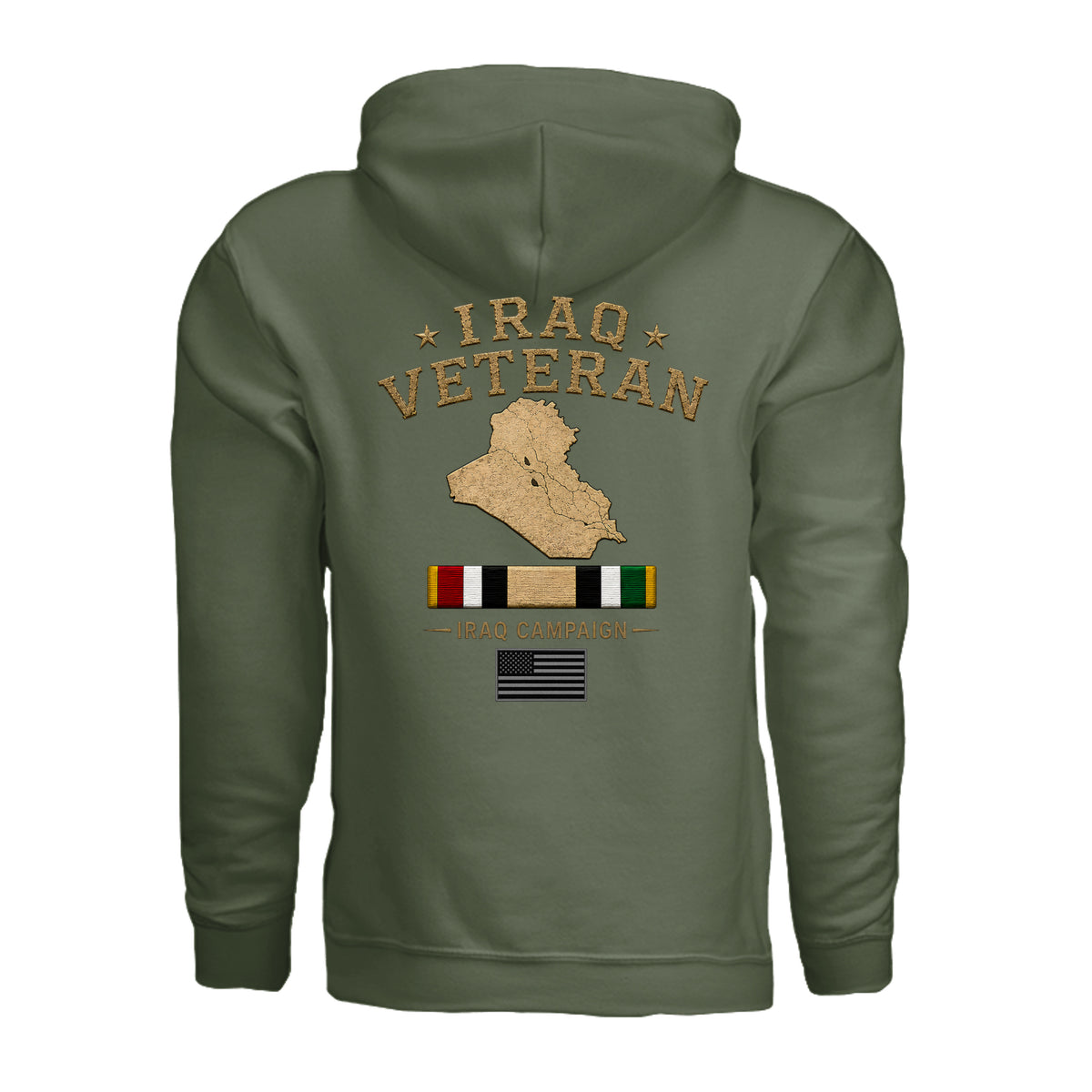 Iraq Veteran Hoodie - Military Green (Back) | Ironsight Syndicate