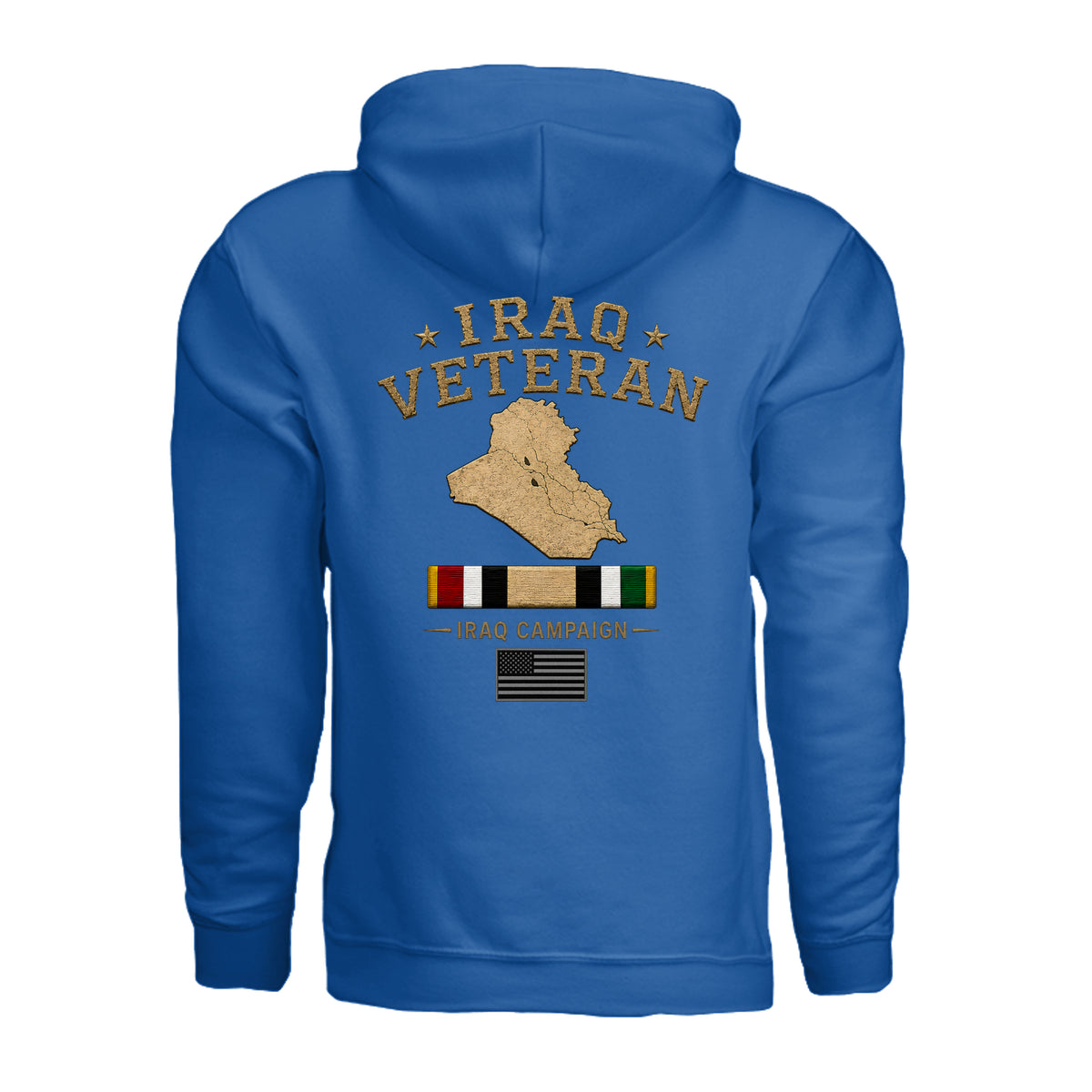 Iraq Veteran Hoodie - Neon Blue (Back) | Ironsight Syndicate