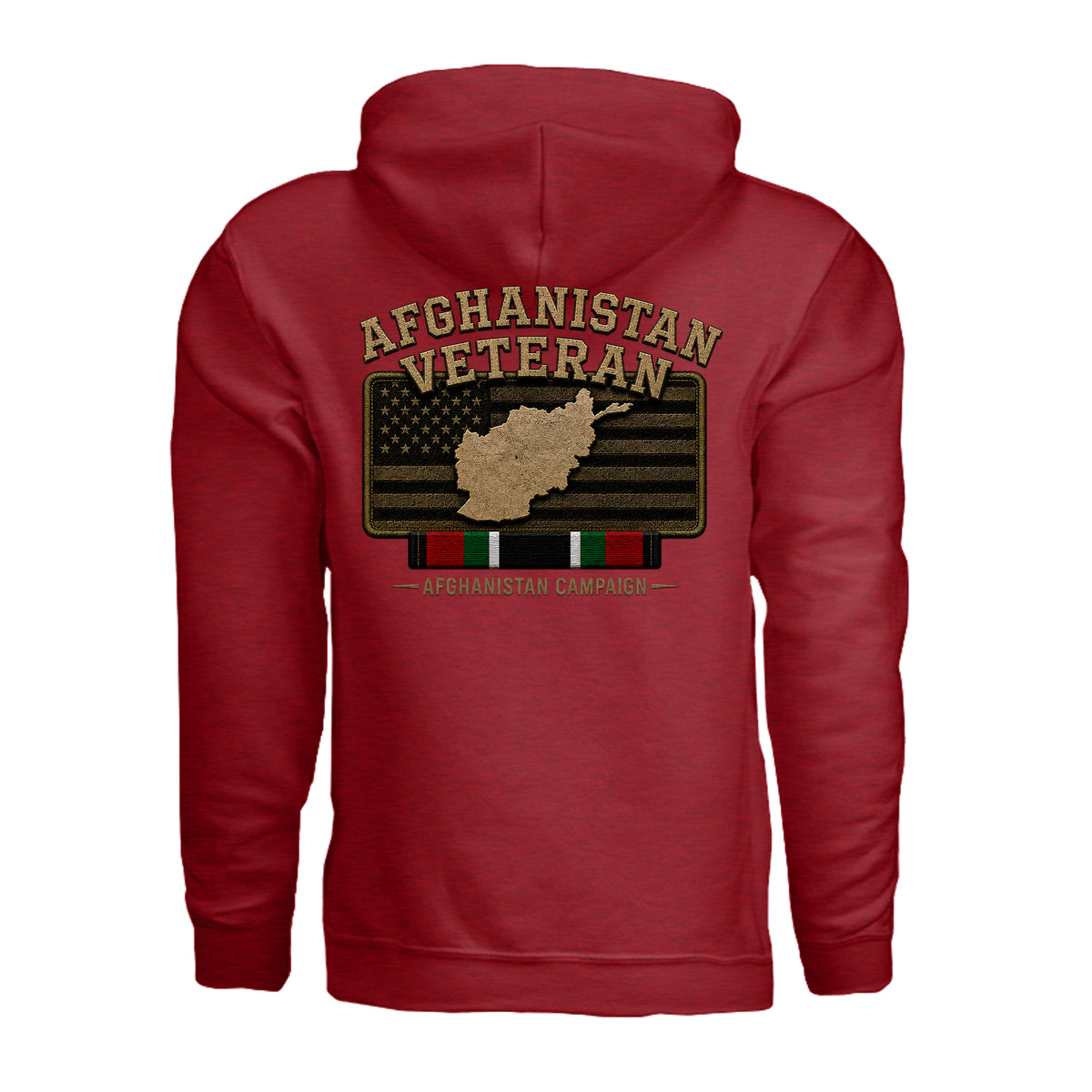 Afghanistan Veteran Hoodie - Antique Cherry Red (Back) | Ironsight Syndicate