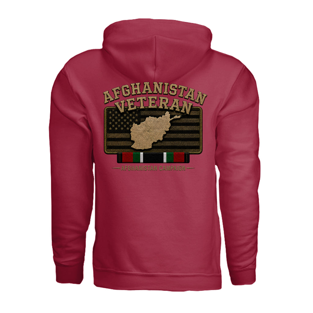 Afghanistan Veteran Hoodie - Cherry Red (Back) | Ironsight Syndicate