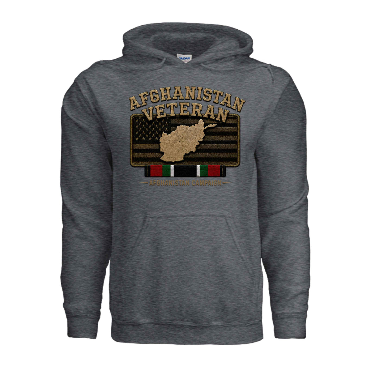 Afghanistan Veteran Hoodie – Campaign Ribbon & Flag Sweatshirt