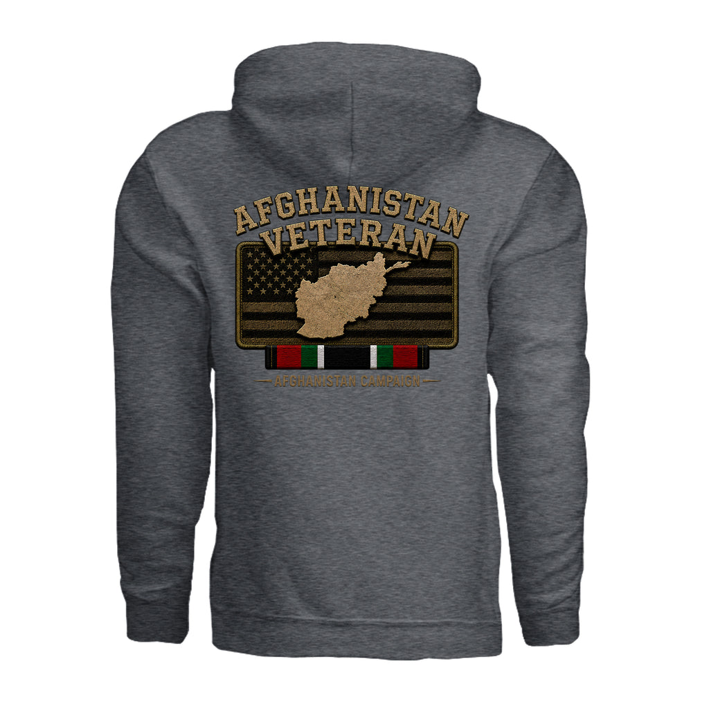 Afghanistan Veteran Hoodie - Dark Heather (Back) | Ironsight Syndicate