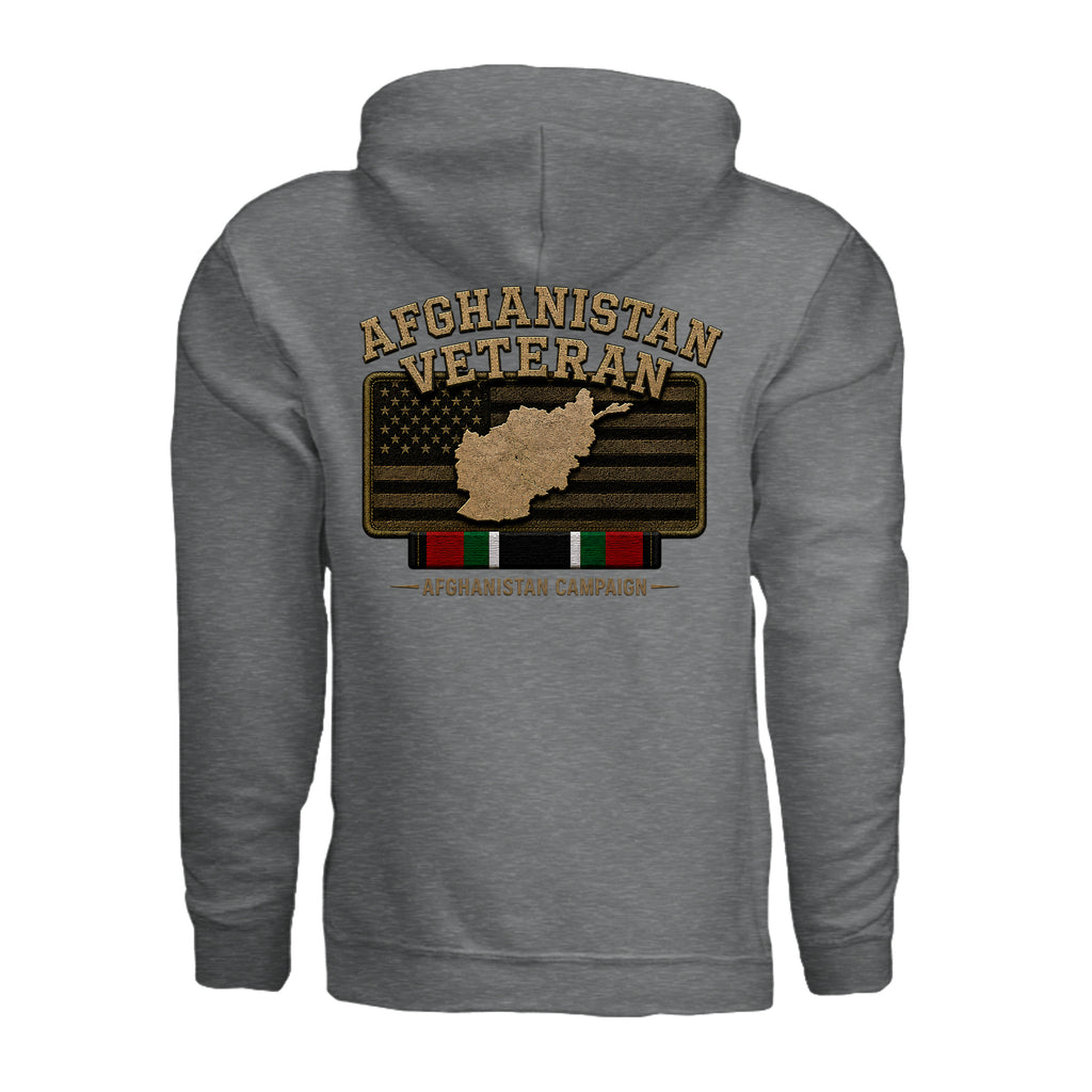 Afghanistan Veteran Hoodie - Fan Charcoal Heather (Back) | Ironsight Syndicate