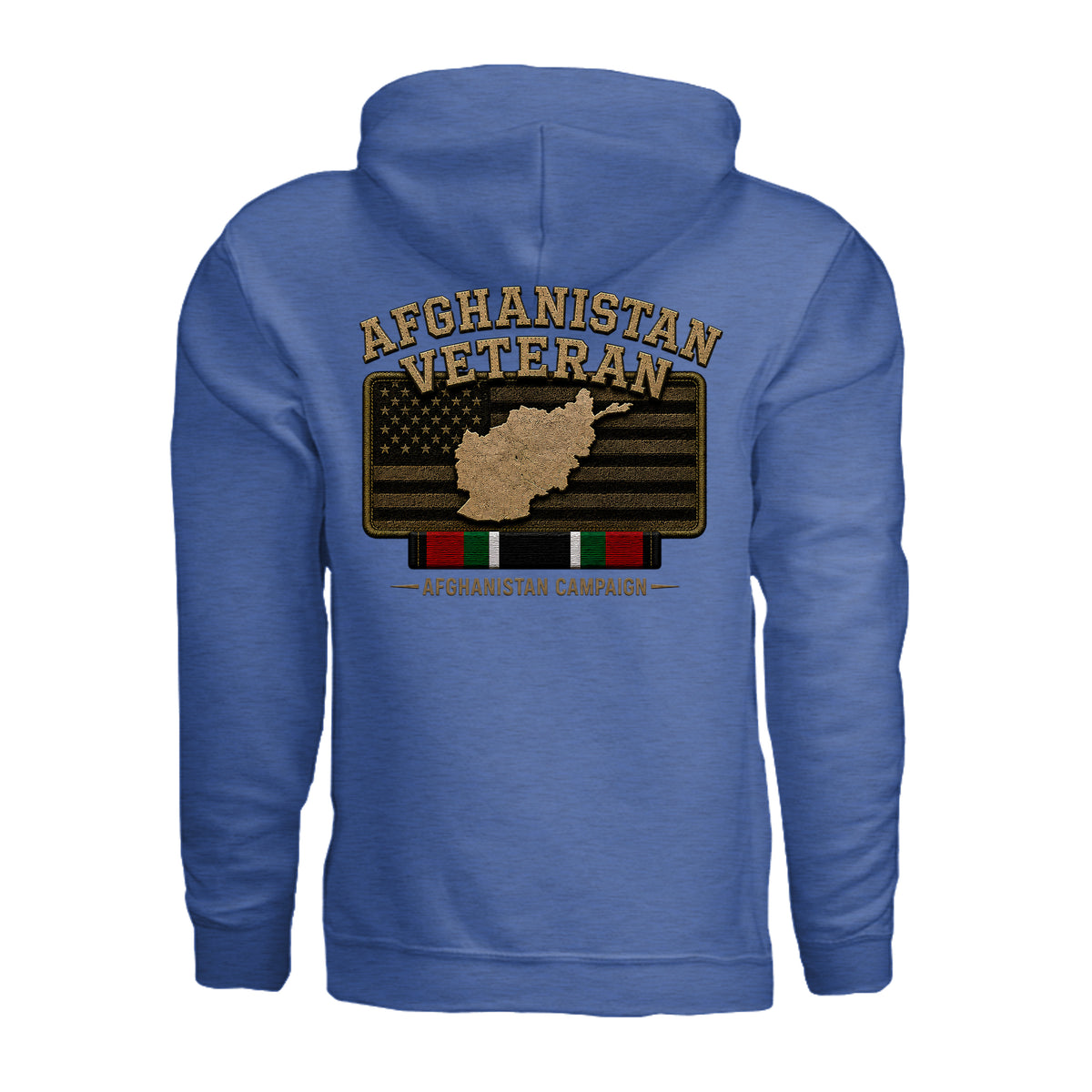 Afghanistan Veteran Hoodie - Heather Deep Royal (Back) | Ironsight Syndicate