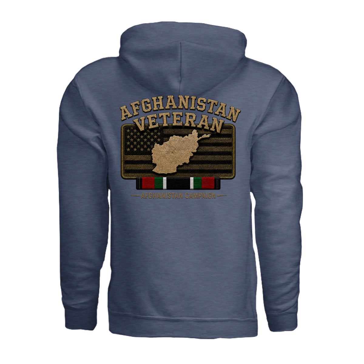 Afghanistan Veteran Hoodie - Heather Sport Dark Navy (Back) | Ironsight Syndicate