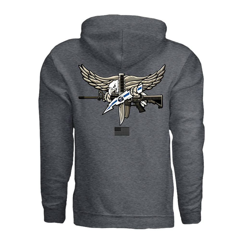 SWAT Eagle Hoodie - Dark Heather (Back) | Ironsight Syndicate