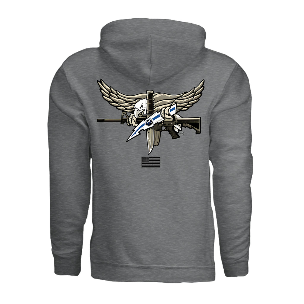 SWAT Eagle Hoodie - Fan Charcoal Heather (Back) | Ironsight Syndicate