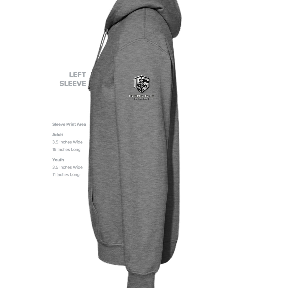 SWAT Eagle Hoodie - Graphite Heather (Left Sleeve) | Ironsight Syndicate