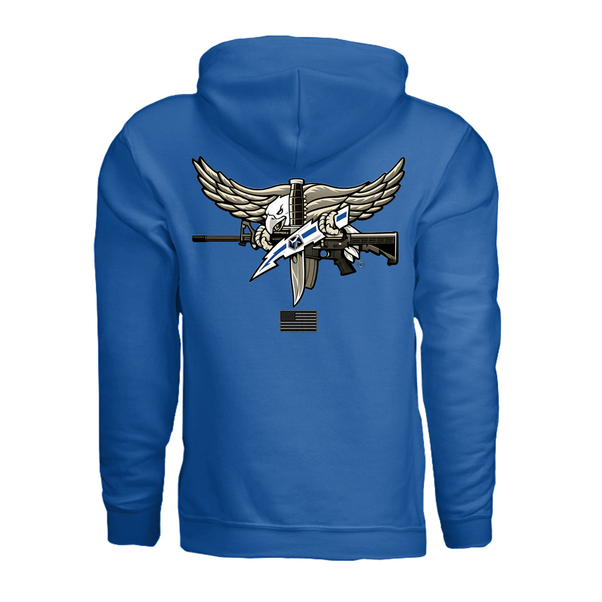 SWAT Eagle Hoodie - Neon Blue (Back) | Ironsight Syndicate