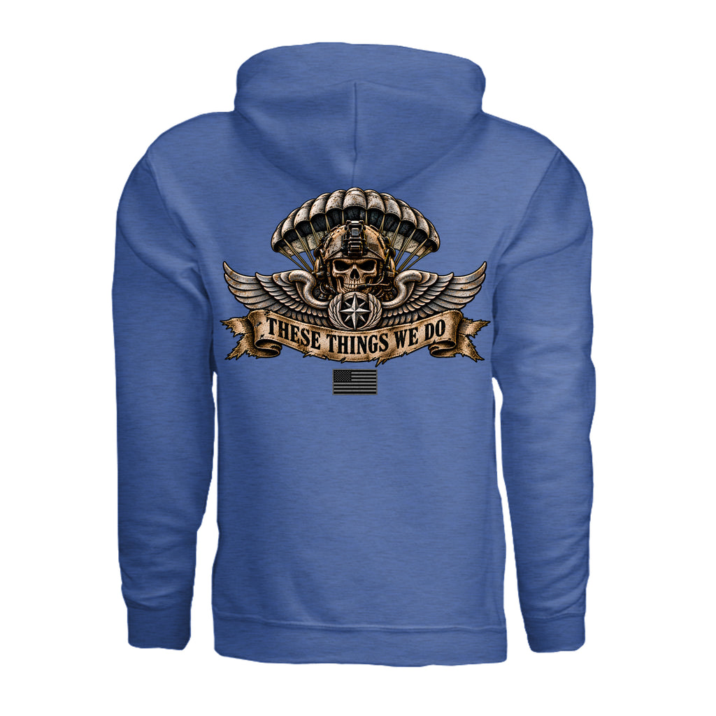 Air Force Pararescue Hoodie - Heather Deep Royal (Back) | Ironsight Syndicate