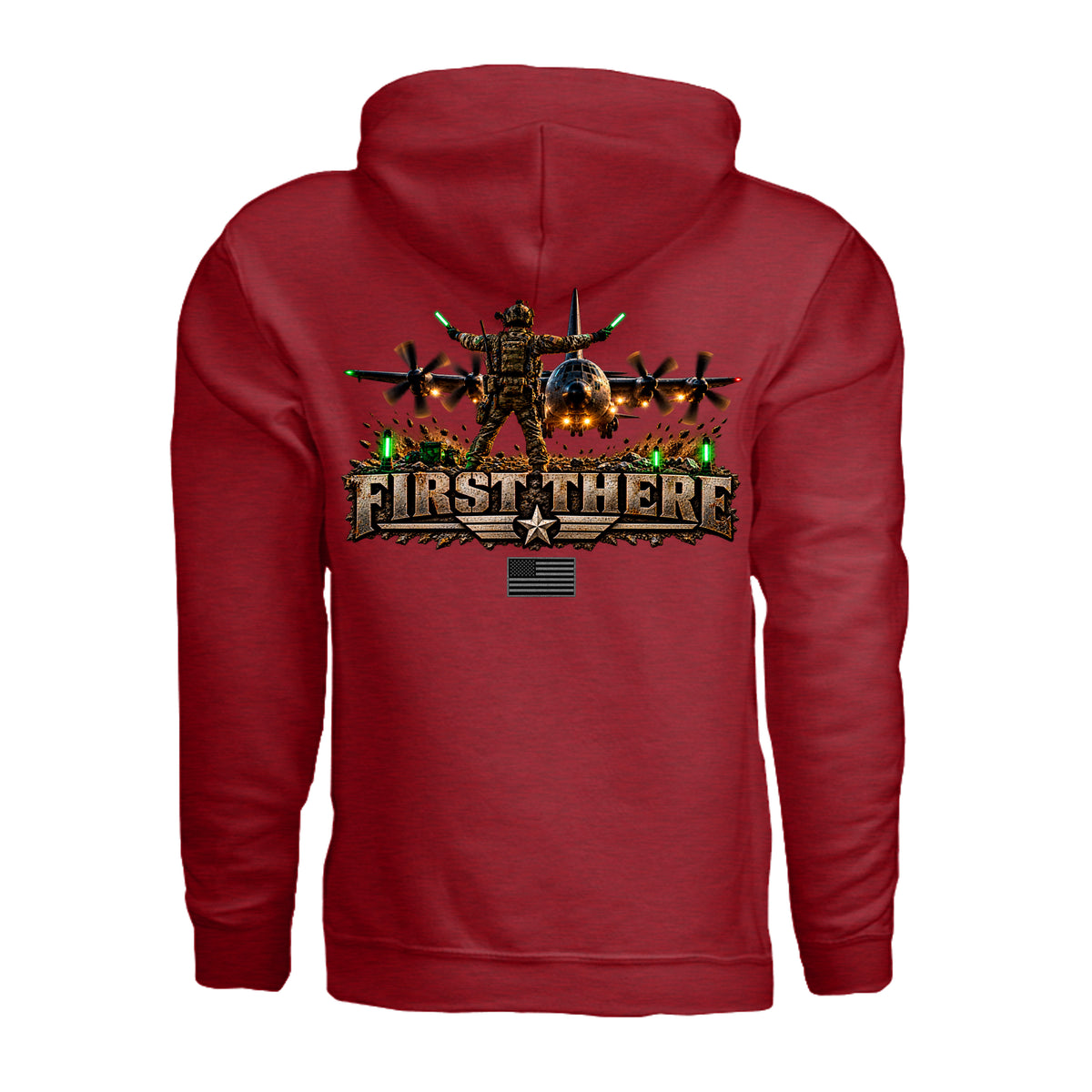 Combat Controller First There Hoodie - Antique Cherry Red (Back) | Ironsight Syndicate