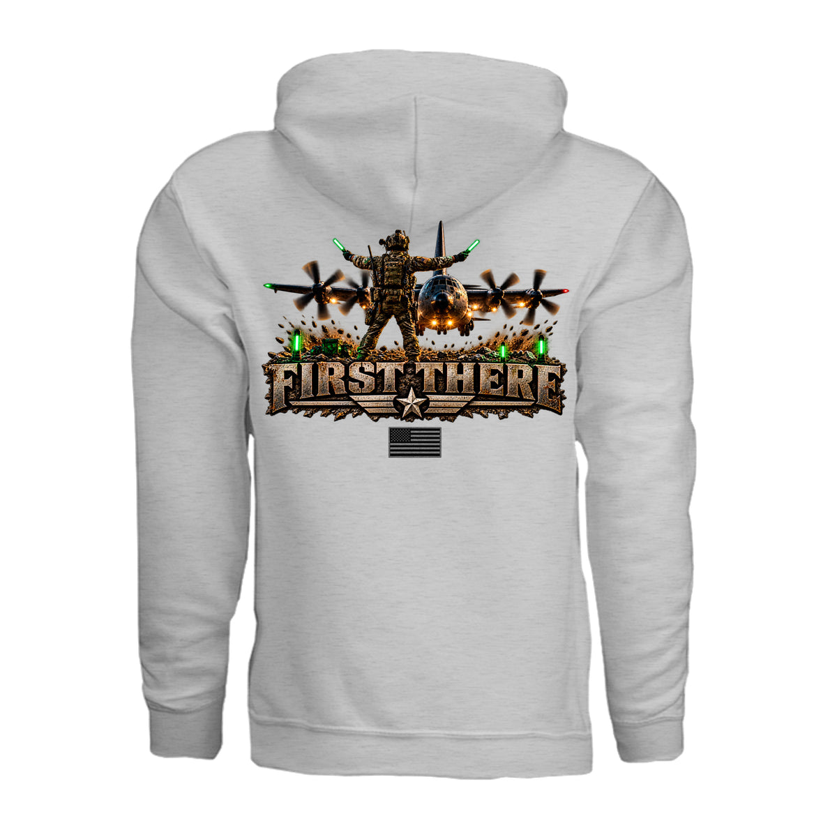 Combat Controller First There Hoodie - Ash (Back) | Ironsight Syndicate