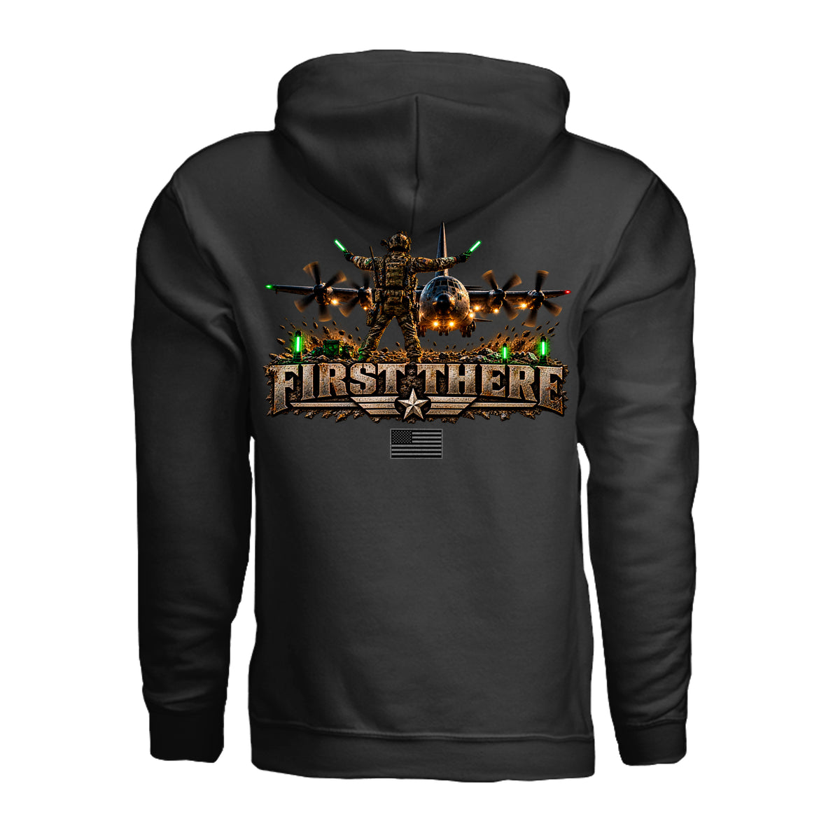 Combat Controller First There Hoodie - Black (Back) | Ironsight Syndicate