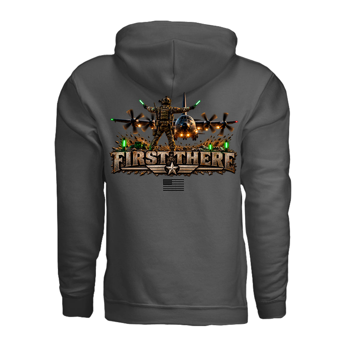 Combat Controller First There Hoodie - Charcoal (Back) | Ironsight Syndicate