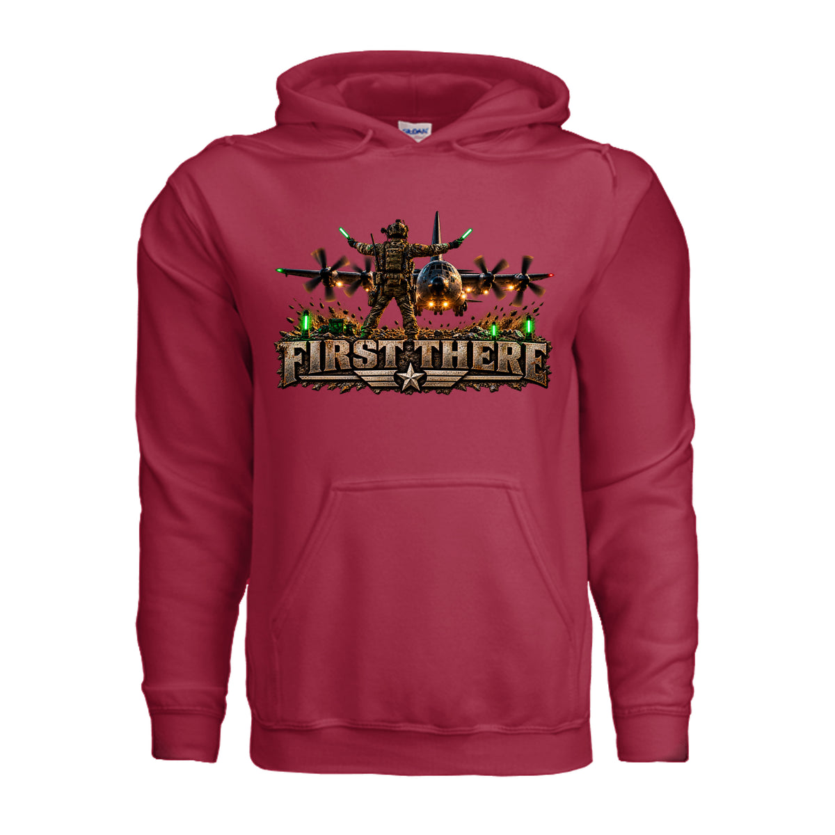 Combat Controller First There Hoodie - Cherry Red | Ironsight Syndicate