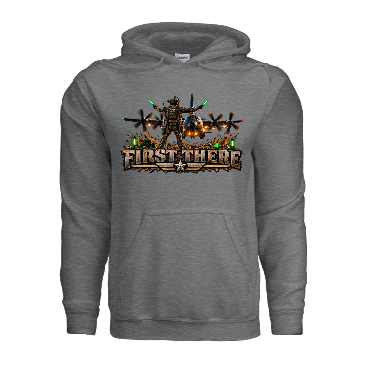 Combat Controller First There Hoodie - Fan Charcoal Heather | Ironsight Syndicate