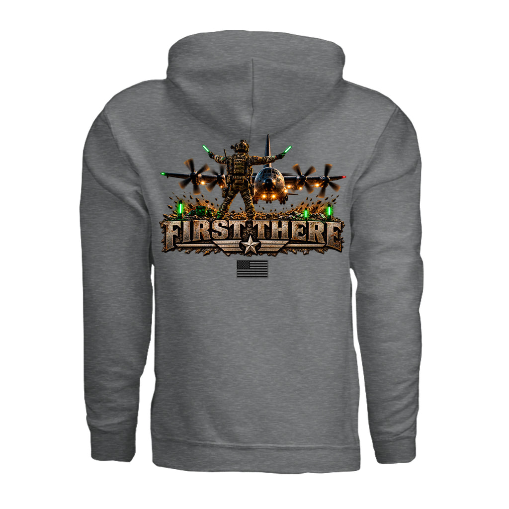 Combat Controller First There Hoodie - Fan Charcoal Heather (Back) | Ironsight Syndicate
