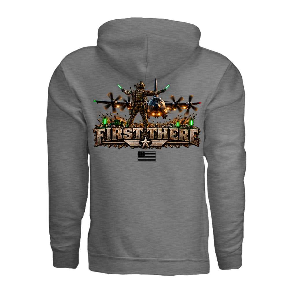 Combat Controller First There Hoodie - Graphite Heather (Back) | Ironsight Syndicate