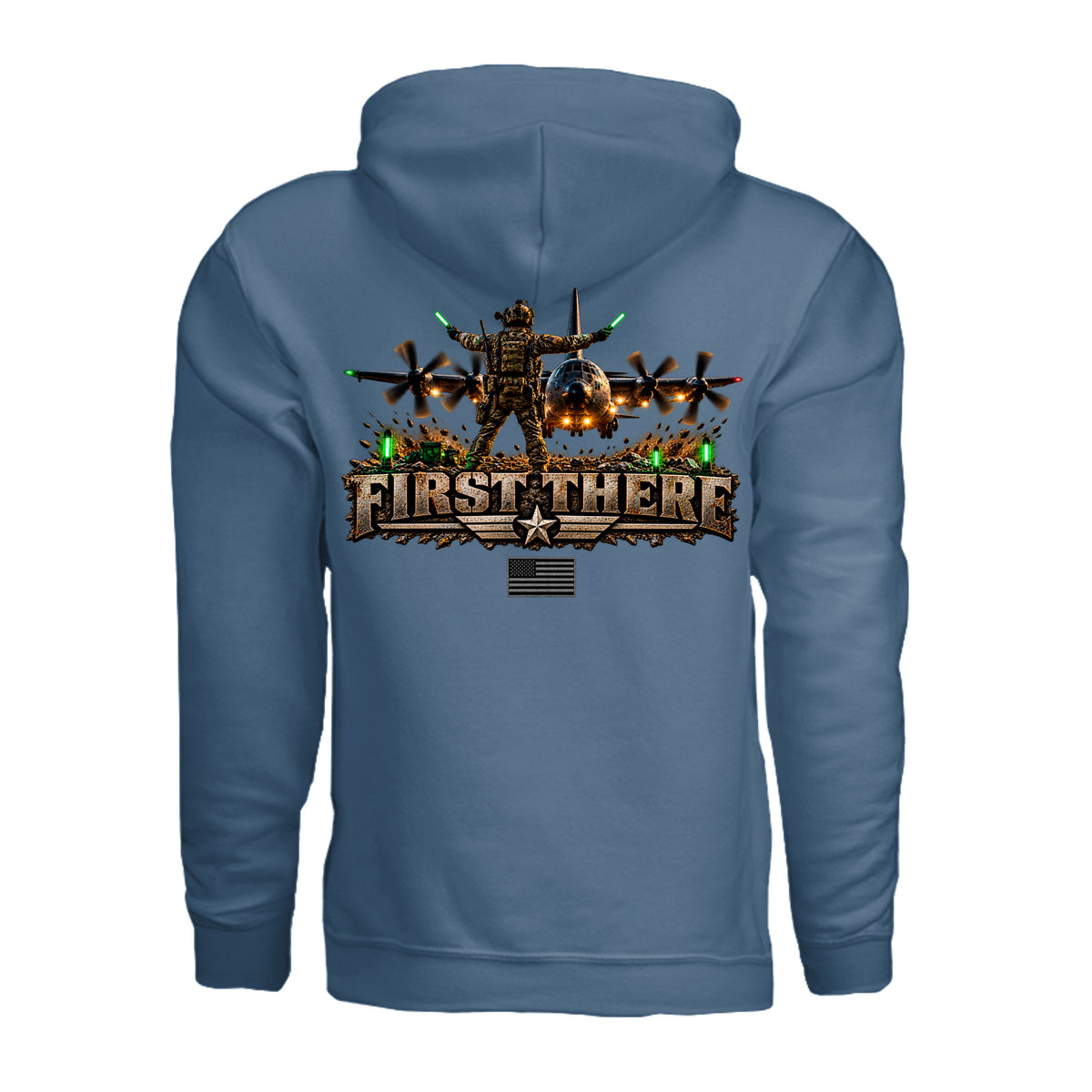 Combat Controller First There Hoodie - Indigo Blue (Back) | Ironsight Syndicate