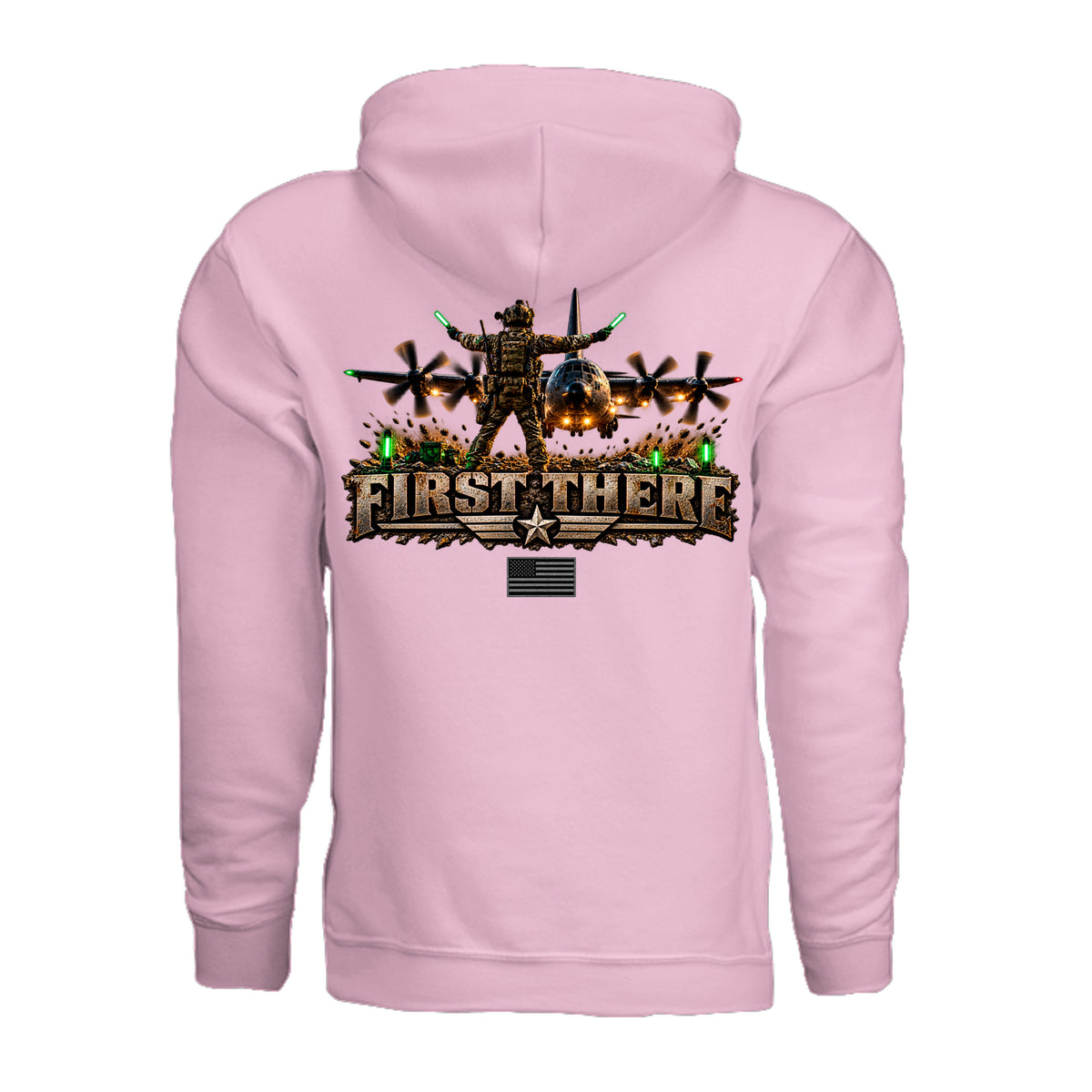 Combat Controller First There Hoodie - Light Pink (Back) | Ironsight Syndicate