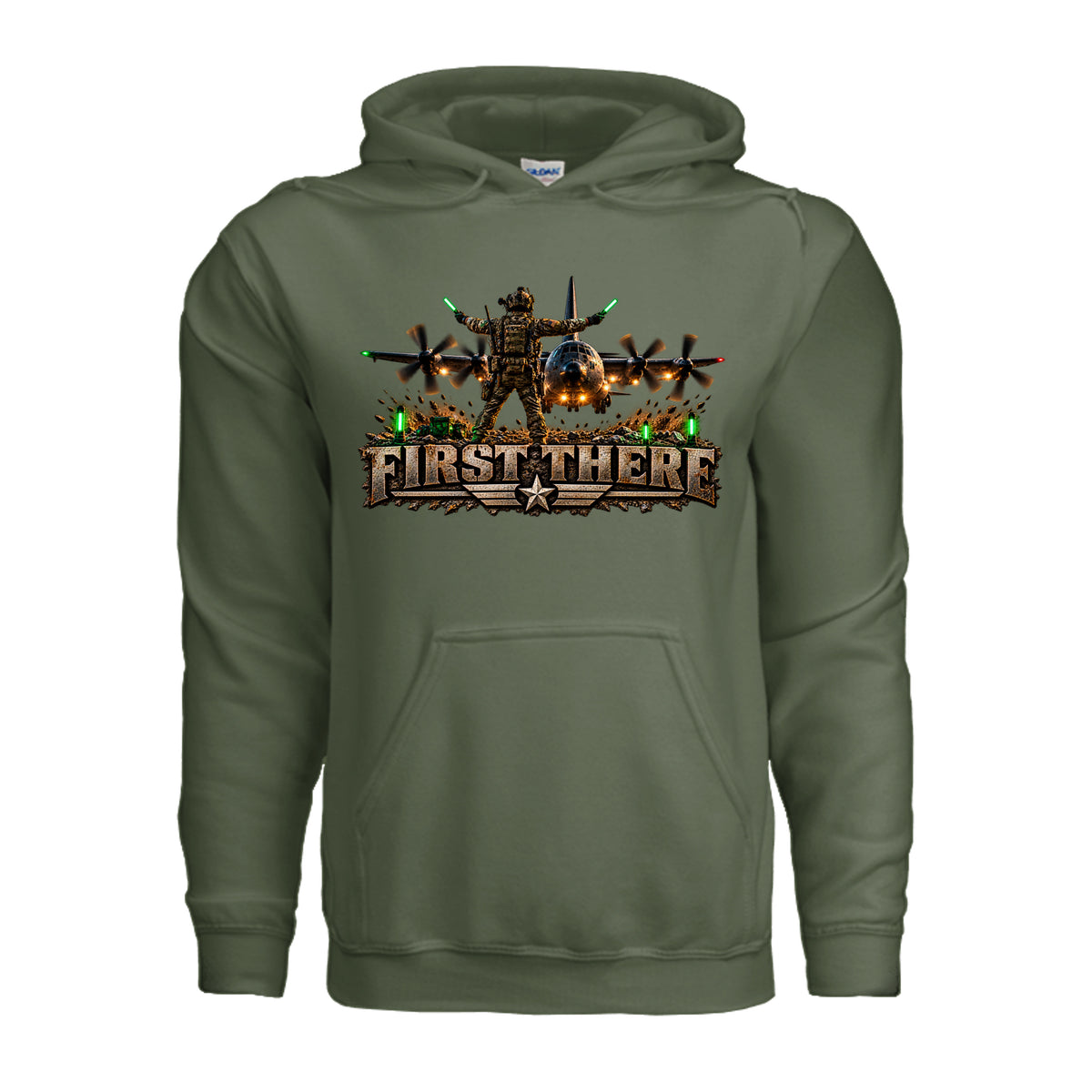 Combat Controller First There Hoodie - Military Green | Ironsight Syndicate