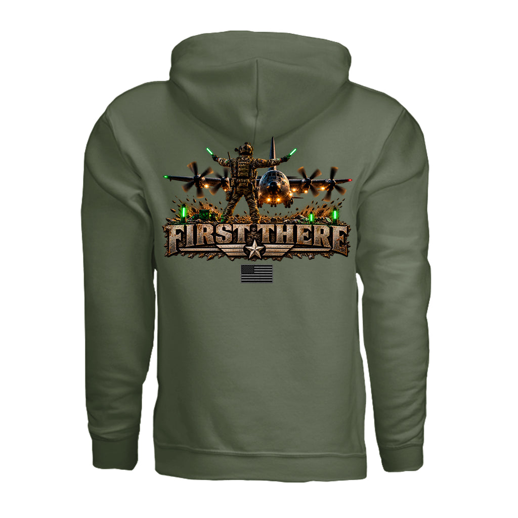 Combat Controller First There Hoodie - Military Green (Back) | Ironsight Syndicate