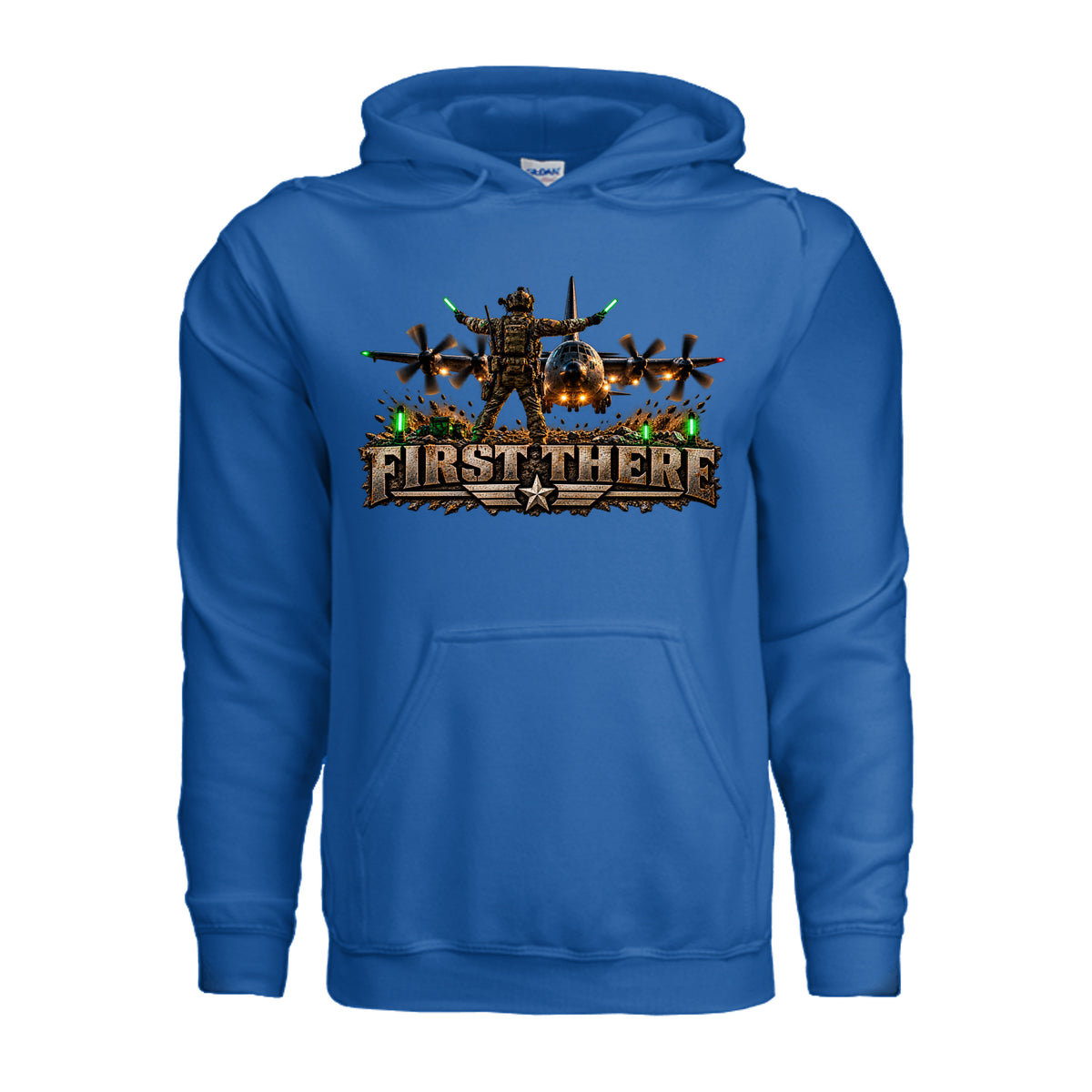 Combat Controller First There Hoodie - Neon Blue | Ironsight Syndicate