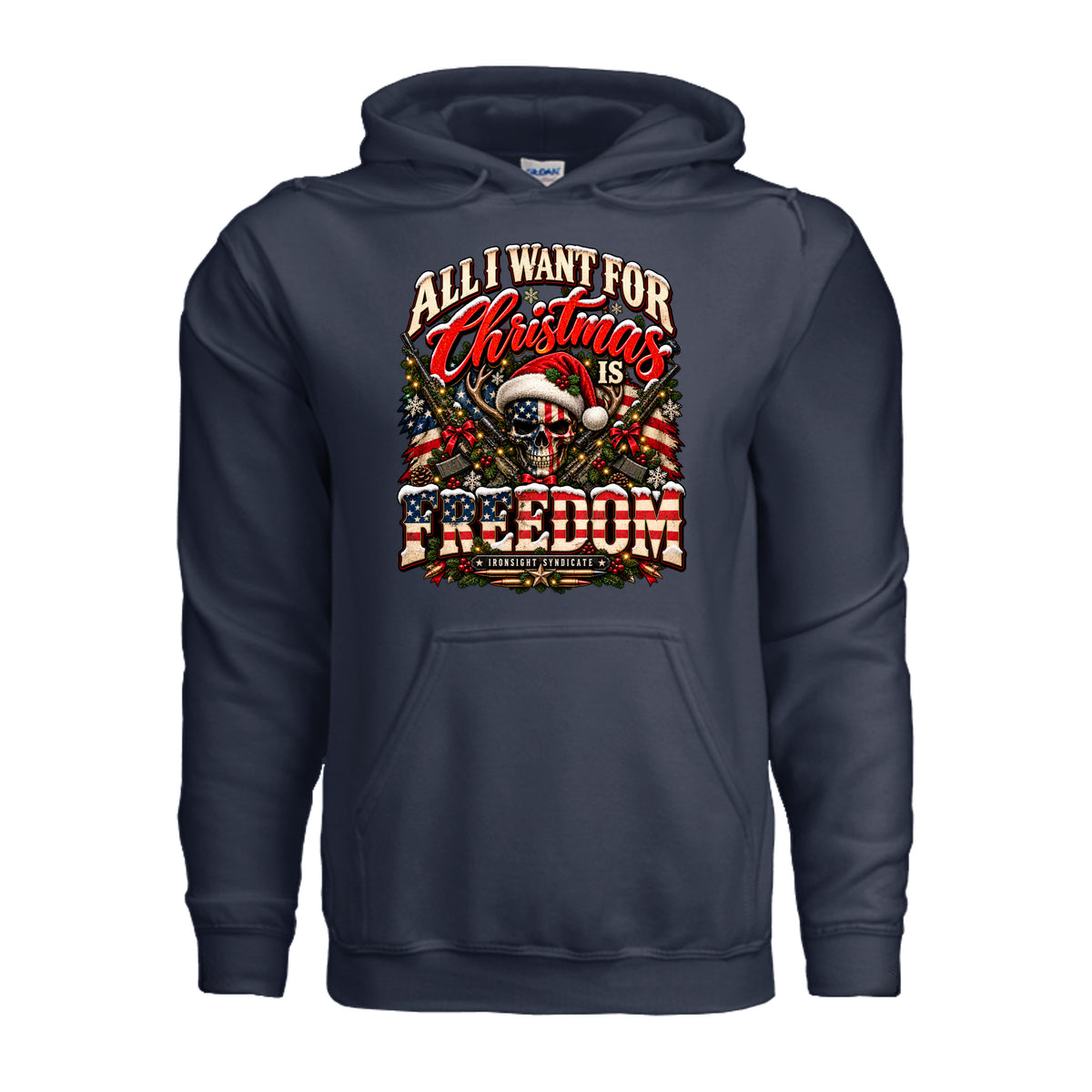 All I Want for Christmas Is Freedom Hoodie (Skull Edition) - Navy | Ironsight Syndicate
