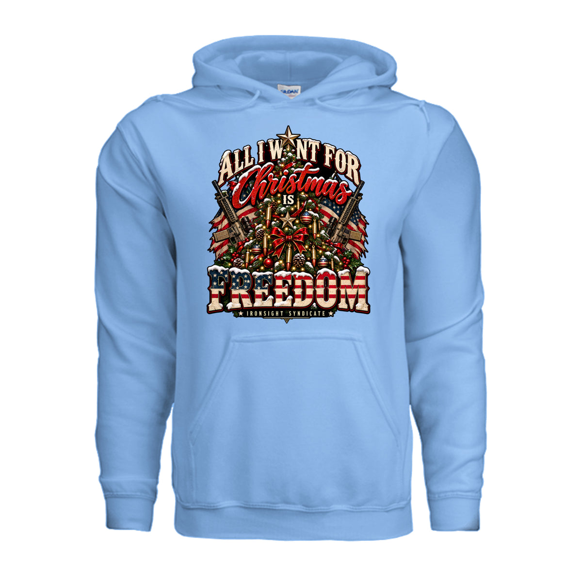 All I Want for Christmas Is Freedom Hoodie - Carolina Blue | Ironsight Syndicate