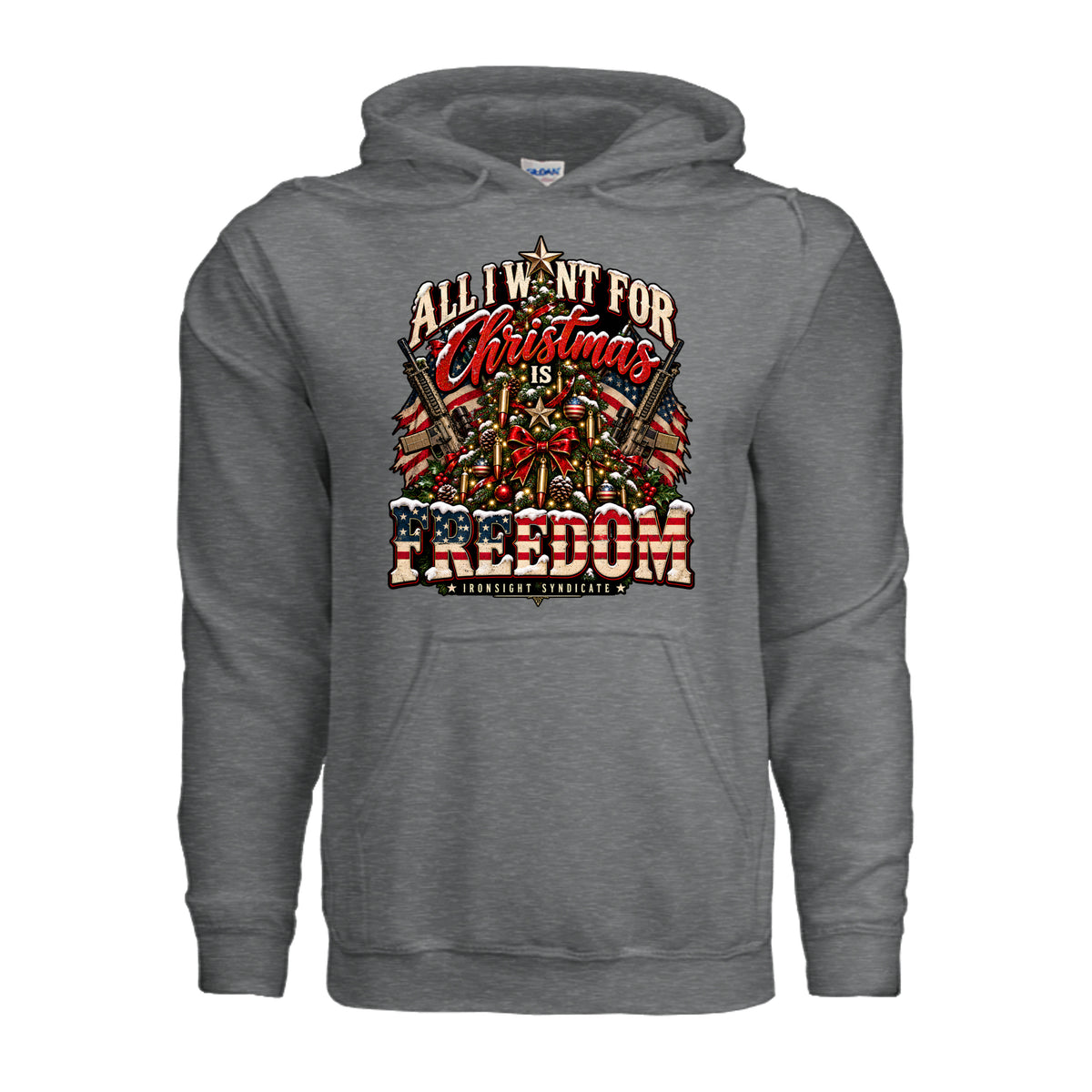 All I Want for Christmas Is Freedom Hoodie - Fan Charcoal Heather | Ironsight Syndicate