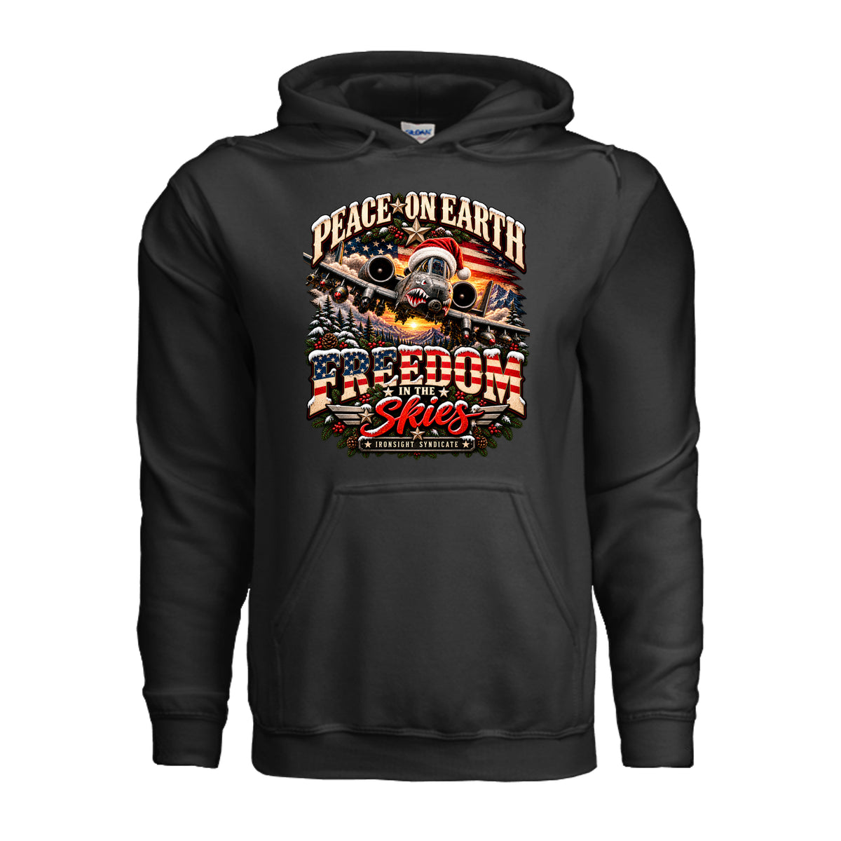 Freedom in the Skies A-10 Christmas Hoodie - Black | Ironsight Syndicate
