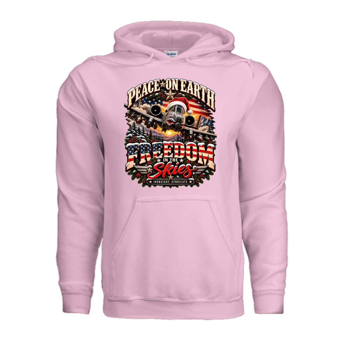 Freedom in the Skies A-10 Christmas Hoodie - Light Pink | Ironsight Syndicate