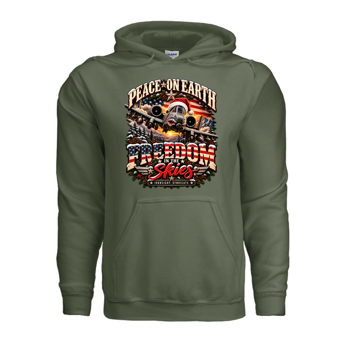Freedom in the Skies A-10 Christmas Hoodie - Military Green | Ironsight Syndicate