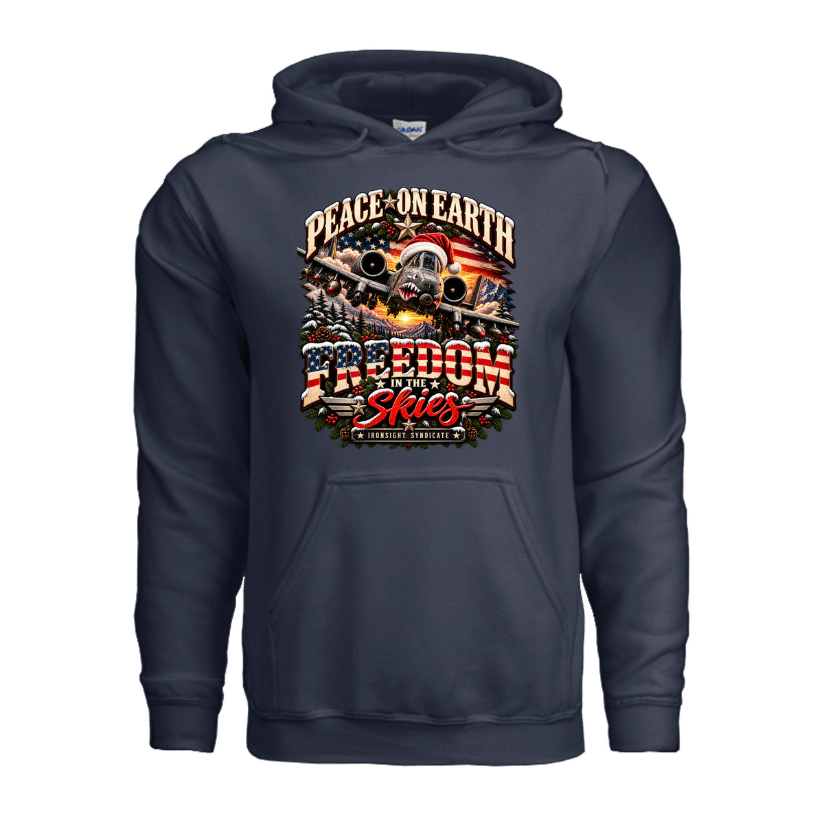 Freedom in the Skies A-10 Christmas Hoodie - Navy | Ironsight Syndicate