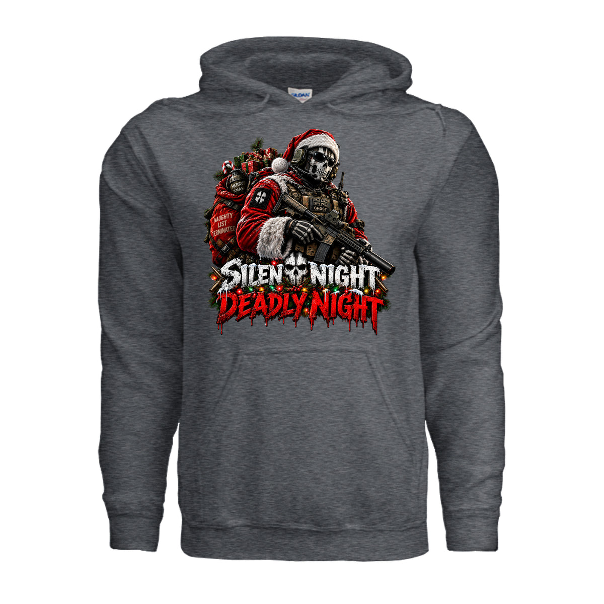 Silent Night Deadly Night Ghost Hoodie - Dark Heather | Ironsight Syndicate