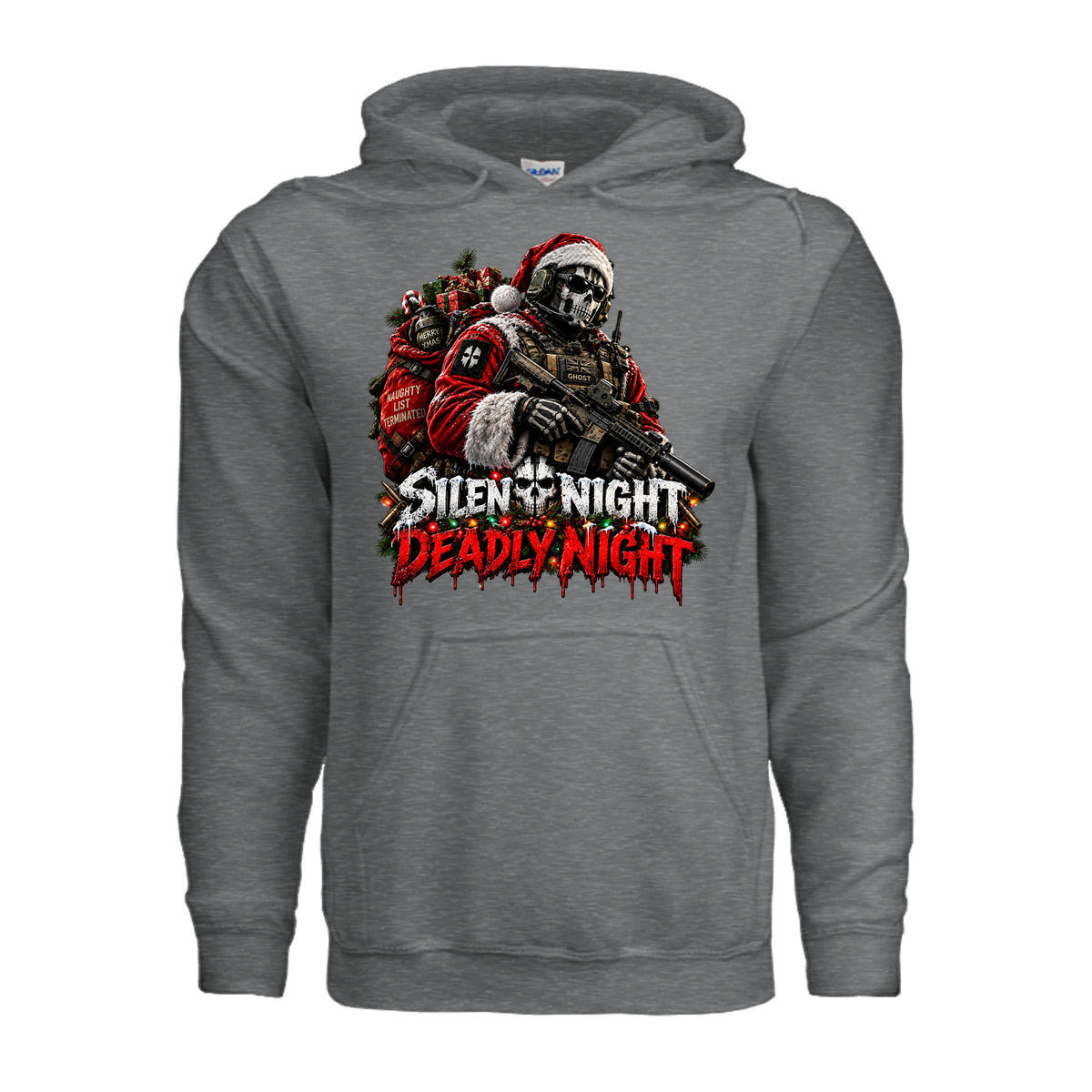 Silent Night Deadly Night Ghost Hoodie - Fan Charcoal Heather | Ironsight Syndicate