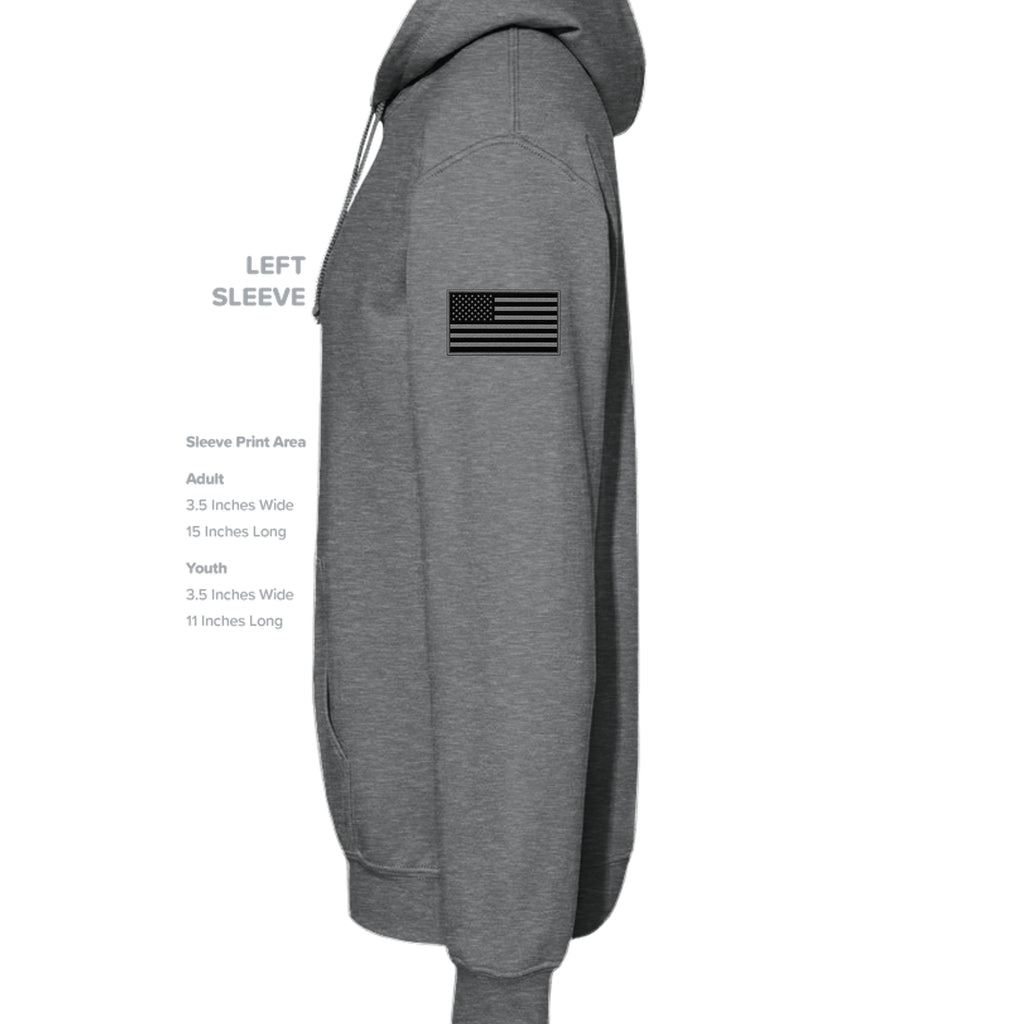 Silent Night Deadly Night Ghost Hoodie - Fan Charcoal Heather (Left Sleeve) | Ironsight Syndicate
