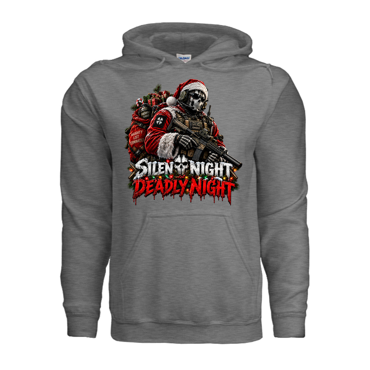 Silent Night Deadly Night Ghost Hoodie - Graphite Heather | Ironsight Syndicate