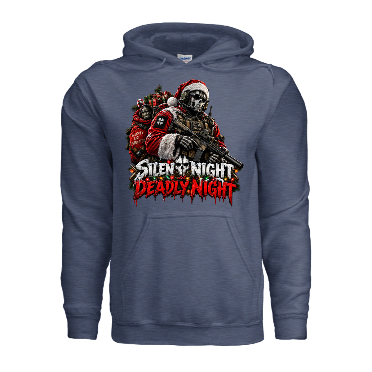 Silent Night Deadly Night Ghost Hoodie - Heather Sport Dark Navy | Ironsight Syndicate