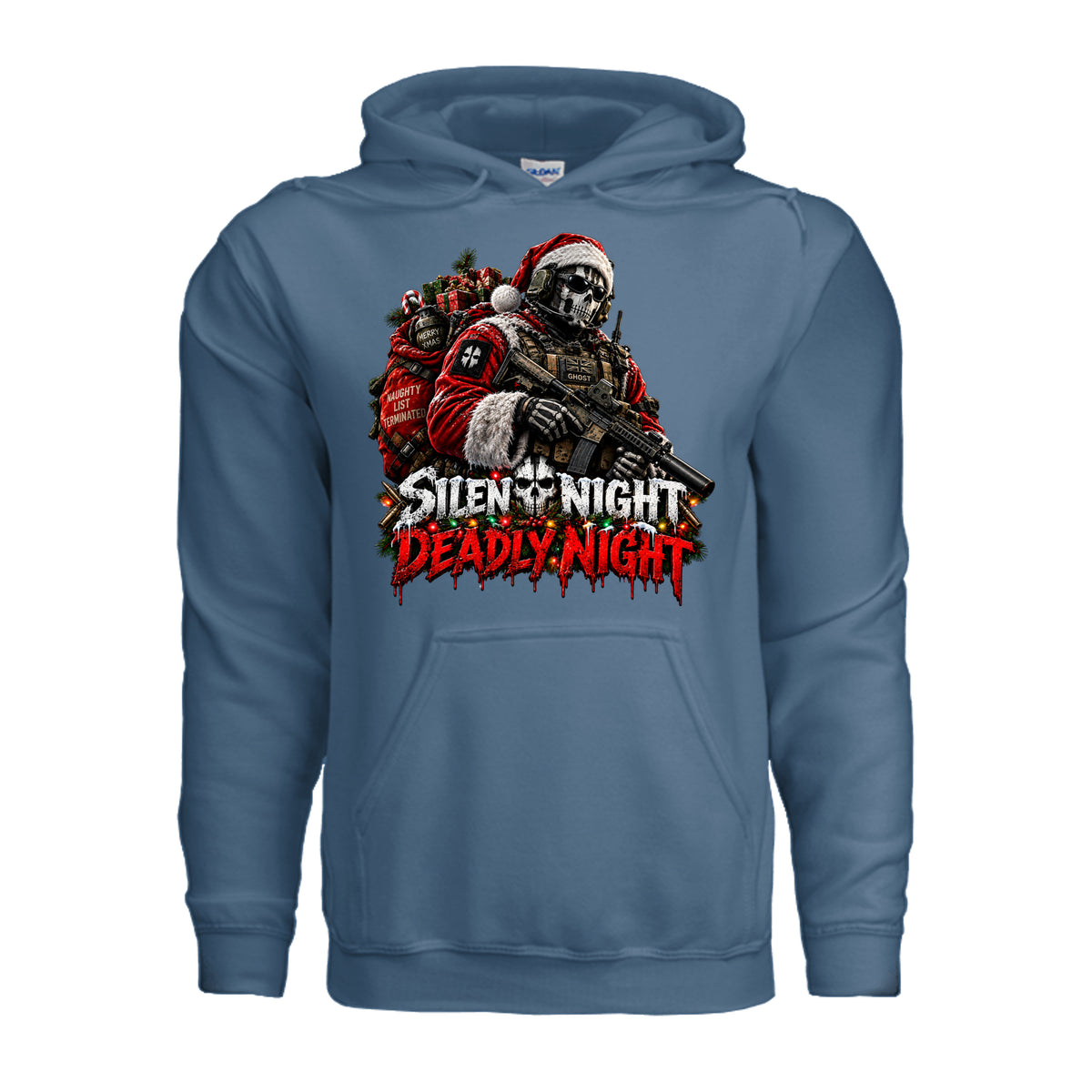 Silent Night Deadly Night Ghost Hoodie - Indigo Blue | Ironsight Syndicate