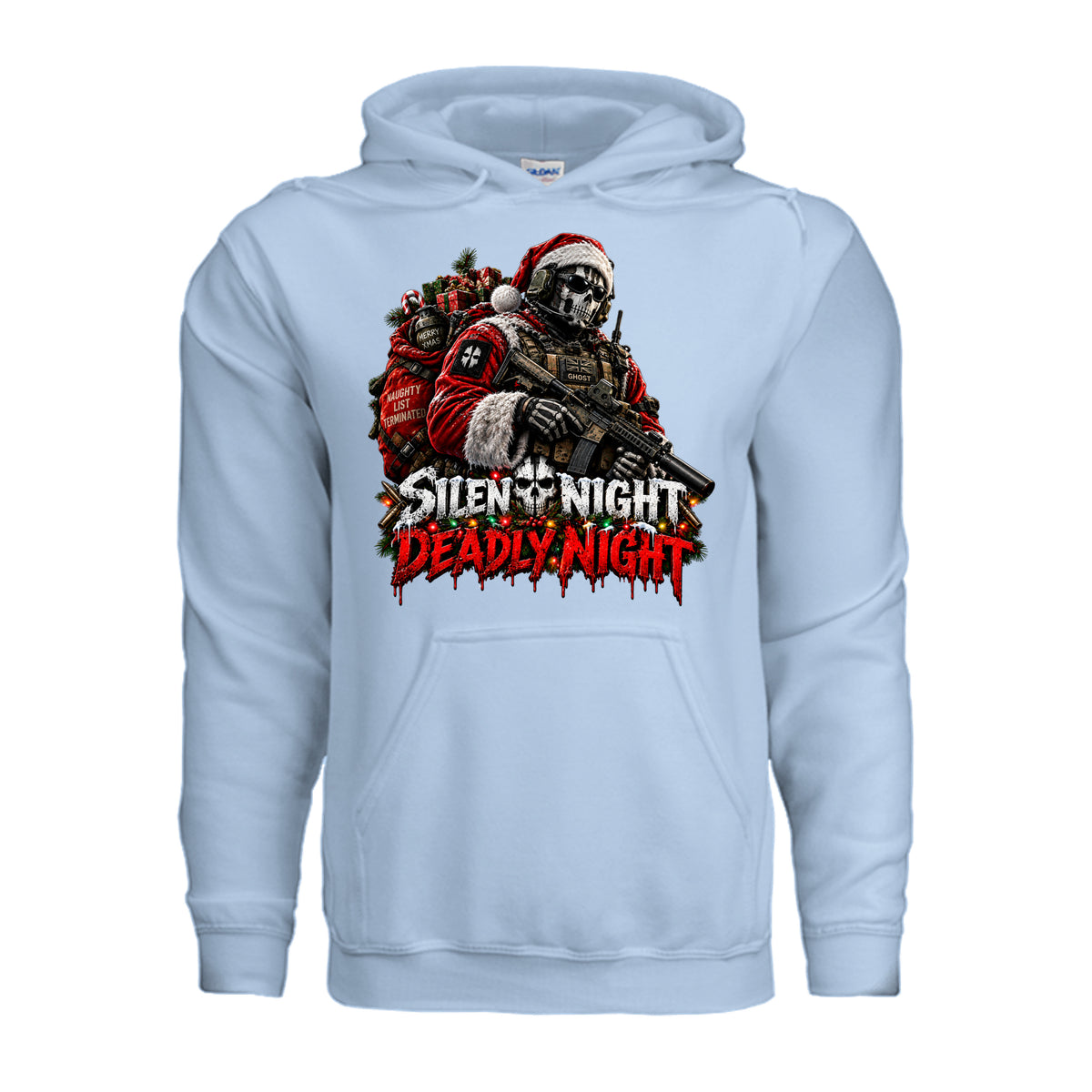 Silent Night Deadly Night Ghost Hoodie - Light Blue | Ironsight Syndicate