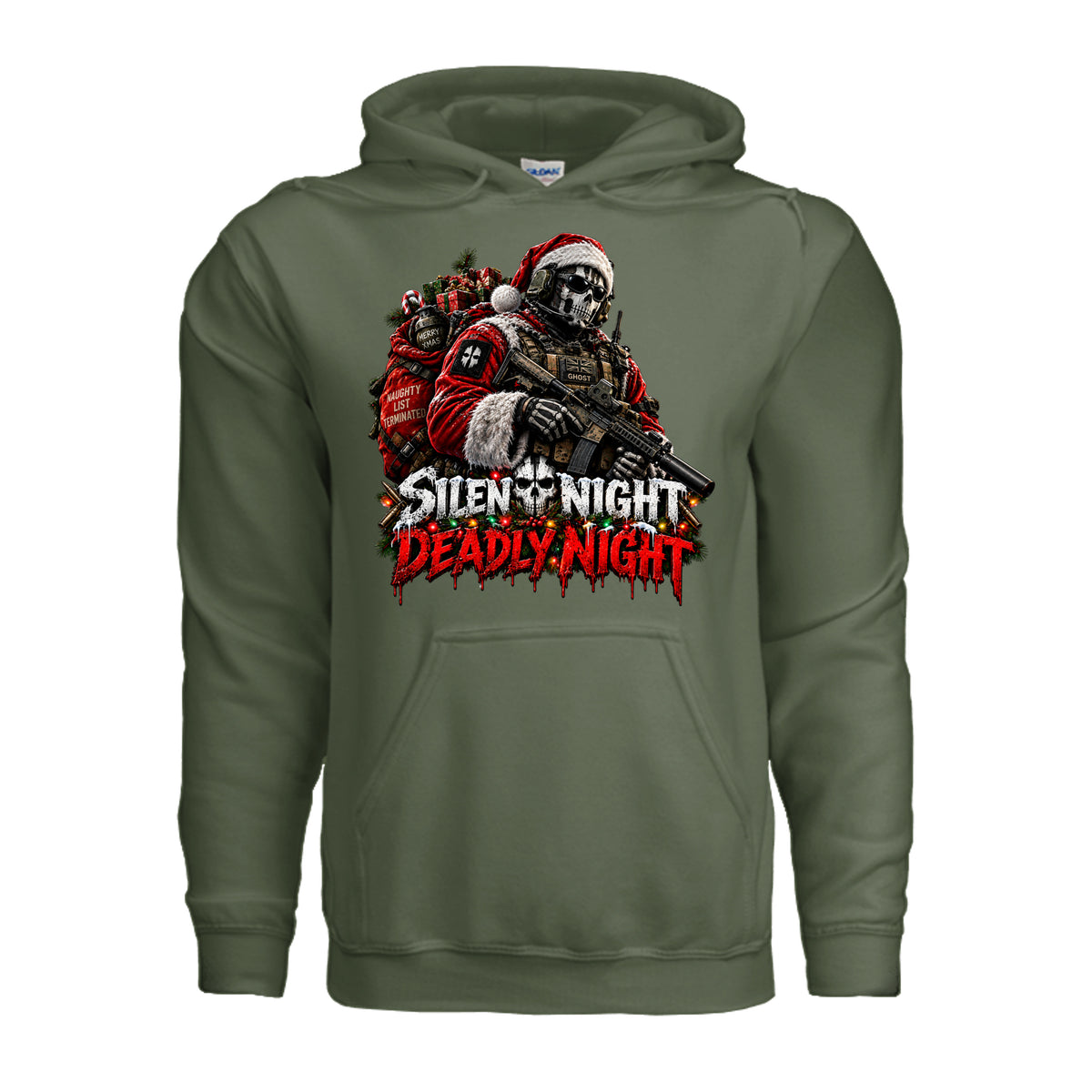 Silent Night Deadly Night Ghost Hoodie - Military Green | Ironsight Syndicate