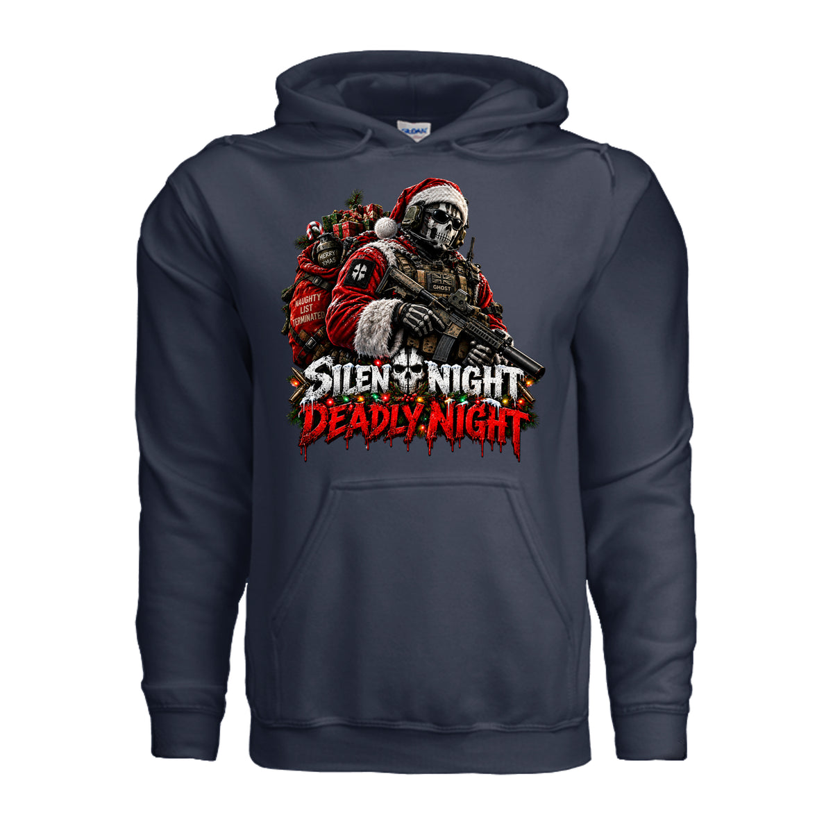 Silent Night Deadly Night Ghost Hoodie - Navy | Ironsight Syndicate