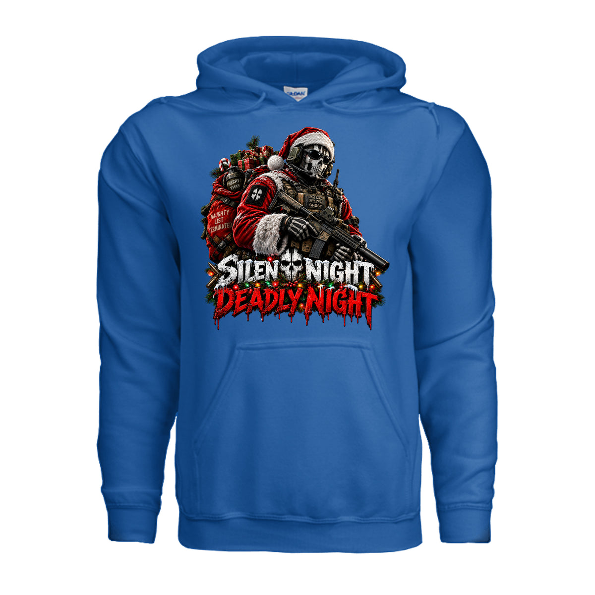Silent Night Deadly Night Ghost Hoodie - Neon Blue | Ironsight Syndicate